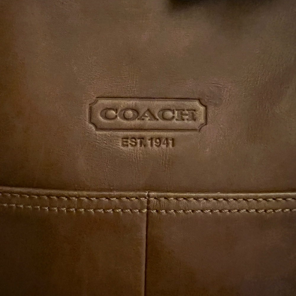 Coach Tan Brown Leather Shoulder Bag with Signature Charm - Picture 5 of 6